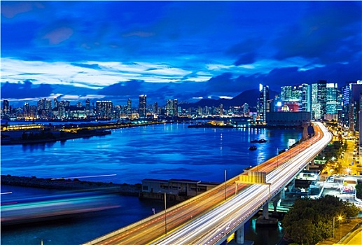 香港,城市,公路,夜晚