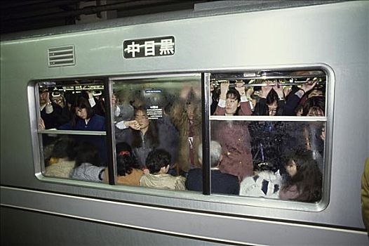拥挤,地铁,东京,日本