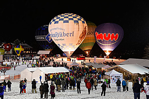 夜晚,发光,气球,活动,上巴伐利亚,巴伐利亚,德国,欧洲