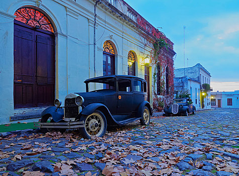 老爷车,鹅卵石,道路,历史,区域,萨克拉门托,乌拉圭,南美