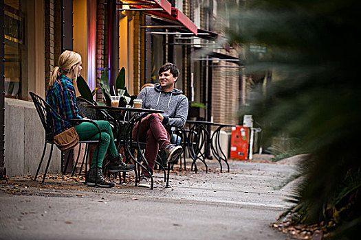 情侣,咖啡,街边咖啡厅,乔治亚,美国