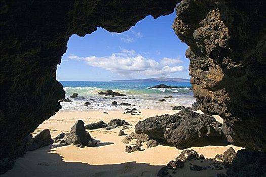 夏威夷,毛伊岛,麦肯那,秘密,海滩,卡胡拉威,框架,火山岩