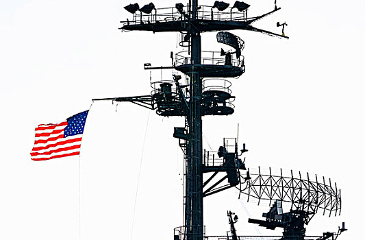 雷达,天线,旗杆,美国国旗