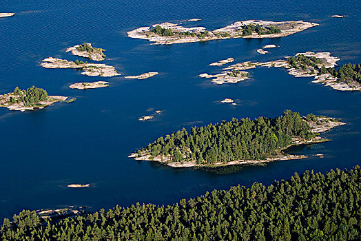 航拍,群岛,湖,瑞典