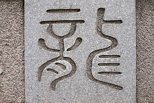 石雕书法龙字