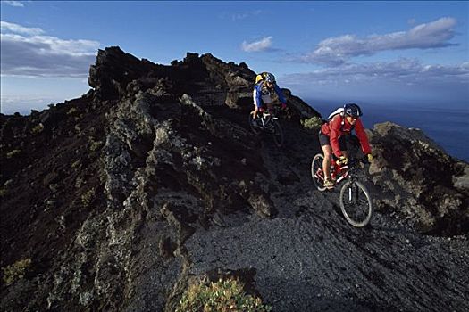 山地车手,火山,帕尔玛,加纳利群岛,西班牙