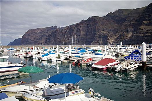 港口,正面,悬崖,波多黎各,圣地亚哥,特内里费岛,西班牙