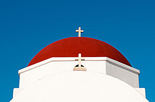 教堂,米克诺斯城,基克拉迪群岛,希腊