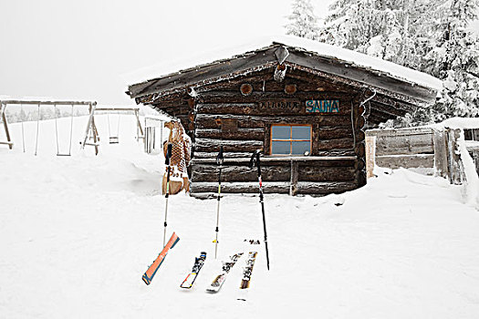 滑雪,滑雪杖,户外,木屋,提洛尔,奥地利