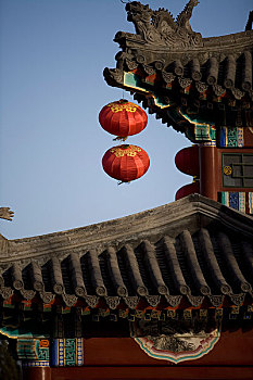 北京建筑上挂的红灯笼