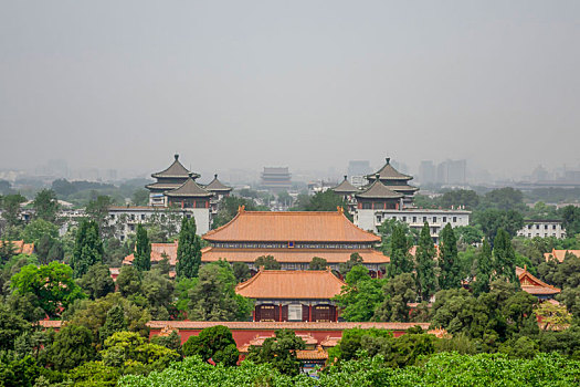 俯瞰北京故宫及钟鼓楼