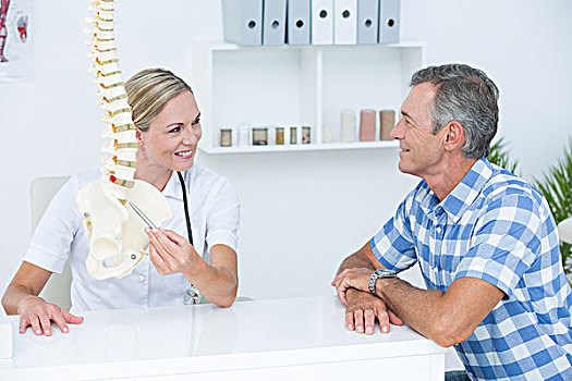 医生,展示,病人,脊椎,模型
