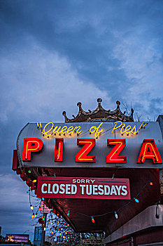 比萨饼,餐馆,霓虹标识,南,德克萨斯,美国