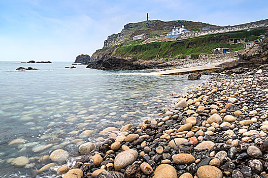 圆石滩,海岬,岬角,康沃尔