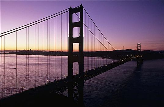 加利福尼亚,旧金山,金门大桥,剪影,夜空