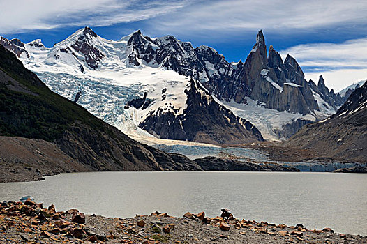 山,顶峰,冰河,泻湖,巴塔哥尼亚,安第斯山,阿根廷,南美