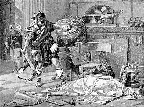 死亡,阿基米德,捕获,锡拉库扎,罗马人,迟,19世纪,艺术家,未知