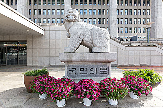 石头,雕塑,正面,现代建筑,首尔