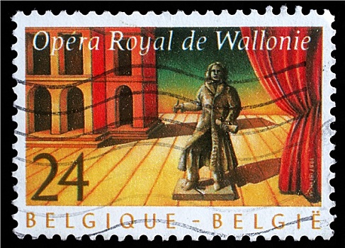 邮票,比利时,皇家,歌剧院