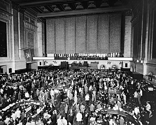 俯拍,一堆,证券交易所,纽约股票交易所,纽约,美国