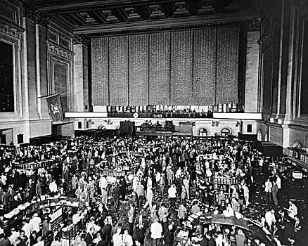 俯拍,一堆,证券交易所,纽约股票交易所,纽约,美国