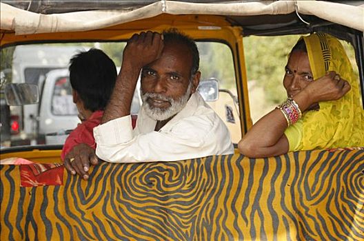 乘客,吉普车,伦滕波尔国家公园,拉贾斯坦邦,北印度,亚洲