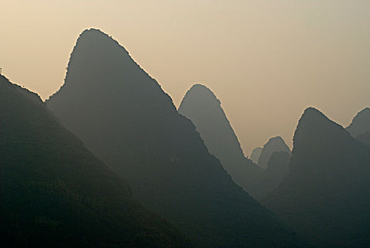 岩石,喀斯特地貌,风景,靠近,阳朔,桂林,广西,亚洲