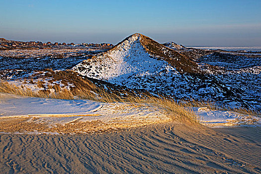 冬天,沙丘,风景,堆积,清单,岛屿,晚上,亮光,背景