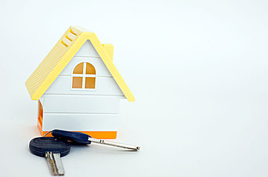 概念,房子,钥匙,隔绝,白色背景,背景,微型,房屋模型,房钥匙,旁侧