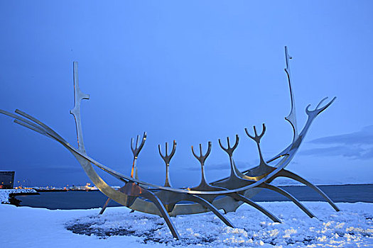 太阳,巨大,钢铁,雕塑,雷克雅未克,冰岛