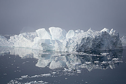 格陵兰,伊路利萨特,冰山,海洋,雾气,冰河