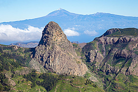 背影,火山,特内里费岛,加拉霍艾国家公园,加纳利群岛,西班牙,欧洲