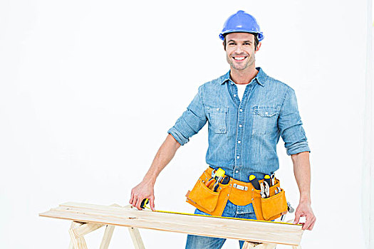 高兴,男性,木匠,测量,厚木板