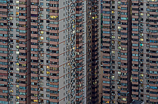 上海城市居住区建筑夜景