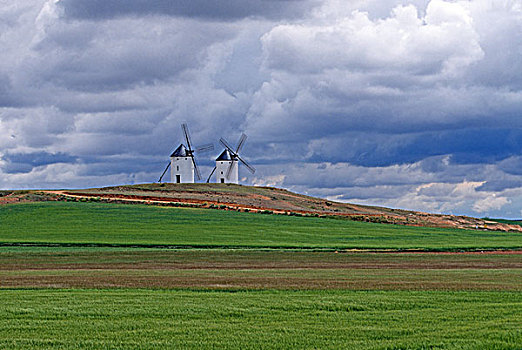 农场,地点,风车,接近,风暴,西班牙,欧洲