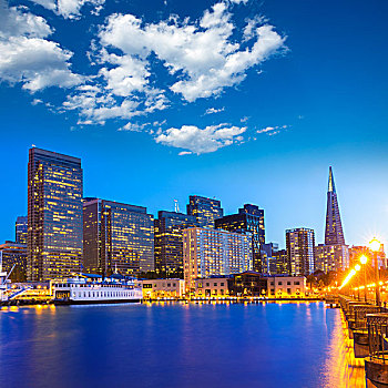 旧金山,码头,日落,加利福尼亚