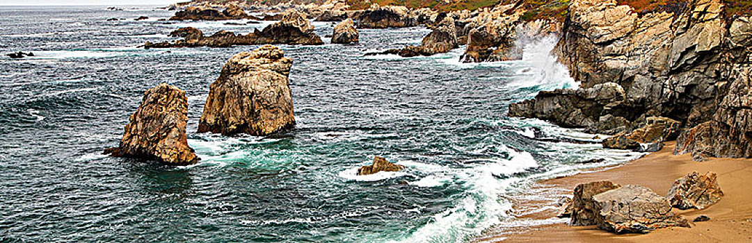 加利福尼亚,太平洋海岸,州立公园,海浪,石头