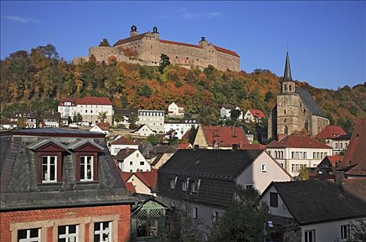 城堡,教堂,历史,城镇,上弗兰科尼亚,巴伐利亚,德国,欧洲
