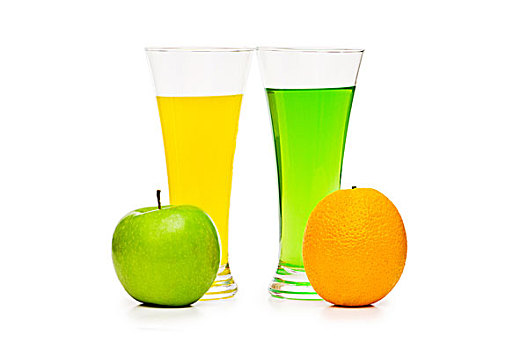 橙色,苹果,鸡尾酒,隔绝,白色背景