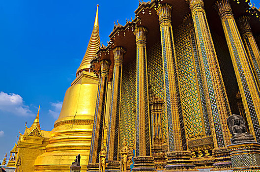 特写,庙宇,大皇宫,曼谷