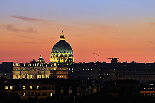 风景,大教堂,黃昏,罗马,意大利,欧洲
