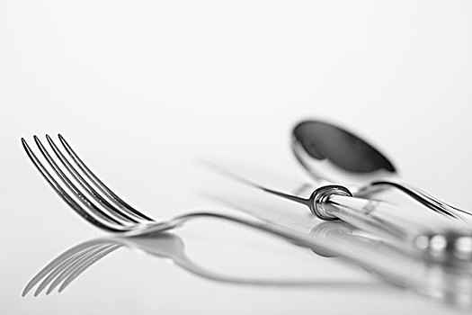 勺子,叉子,刀,反射,表面,餐具