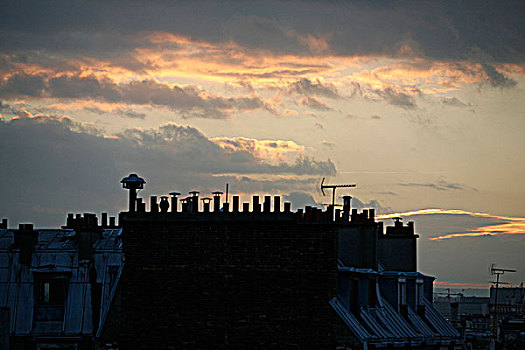 法国,巴黎,屋顶