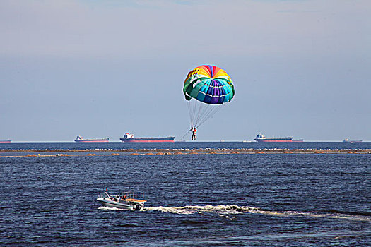 秦皇岛,海滨,沙滩,浴场,环境,优美,休闲,游船,滑翔伞,运动,刺激