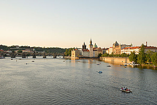 风景,上方,伏尔塔瓦河,河,布拉格,捷克共和国,欧洲