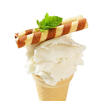 白色,冰淇淋蛋卷