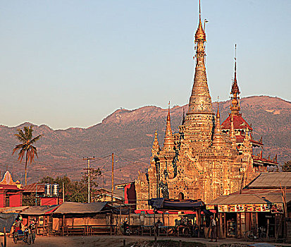 缅甸,小,塔,街景