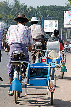 缅甸,巴格,自行车,座椅,道路
