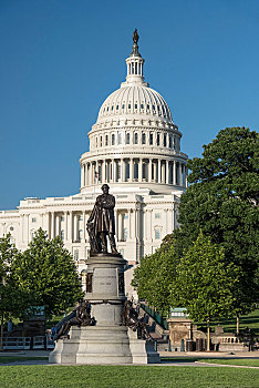 雕塑,正面,美国,国会大厦,国会山,华盛顿特区