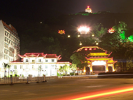 福建三明麒麟山公园大门夜景